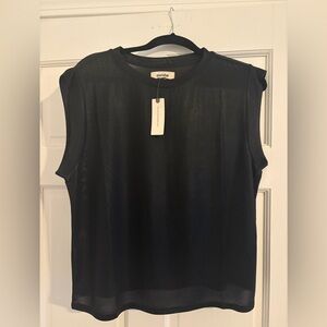 NWT Anthropologie Shine Black Muscle Tee, Size M